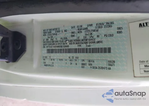 2008 Ford E-150 Commercial/Recreational z USA, uszkodzony, nr VIN 1FTNE14W48DB10680